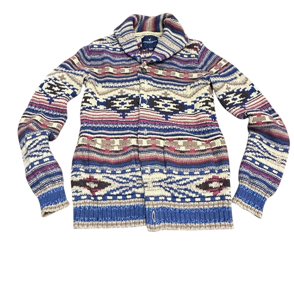 American Eagle Outfitters Southwestern Aztec Cardigan Sweater XS Shawl Collar‎